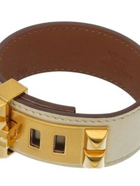 Hermes Collier de Chien Bangle Leather Metal Bracelet